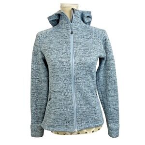MAMMUT Womens Kira Tour Hooded Fleece Jacket Size S Blue Sweater Knit